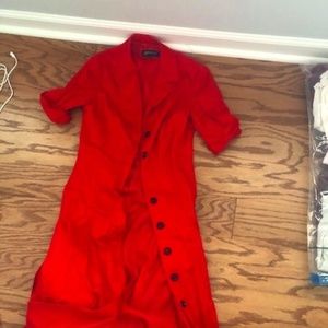 Jones New York Button Up Midi Red Shirt Dress